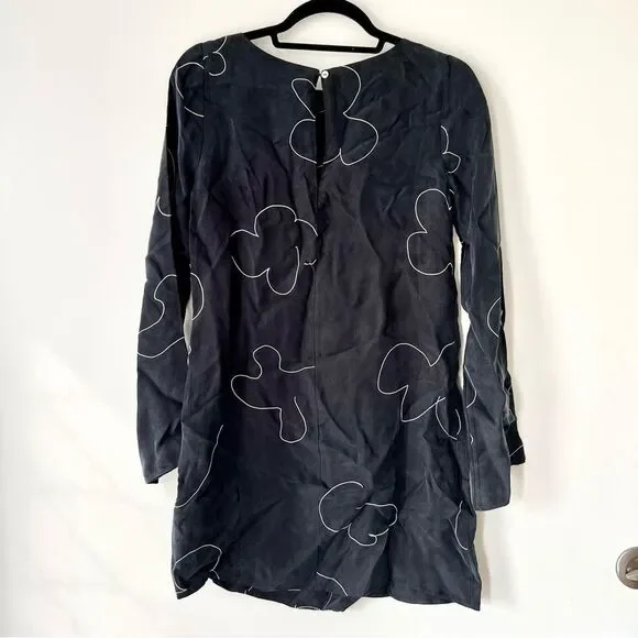 NWT Madewell Shift Long Sleeve Mini Dress in Floral True Black - Picture 8 of 10